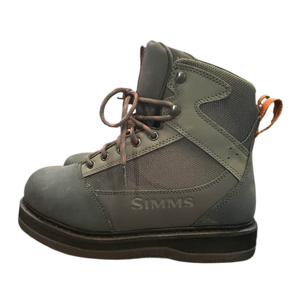 Simms Men's Gray Fishing Boots with Orange Heel Loop